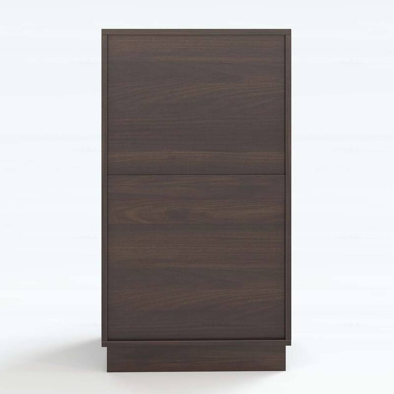 Tilt-Out Trash Can Cabinet with Wave-Textured Hideaway Drawer and Pull-Out Bin,for Living Room