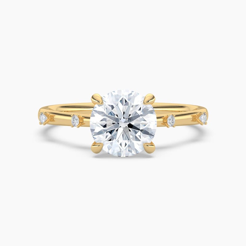 Auriya 14k Gold Petite Diamond Station Round Lab Grown Engagement Ring 1.00 to 5.00 ct. tw. (F-G, VS) - 7 - 1.25 carats - Yellow