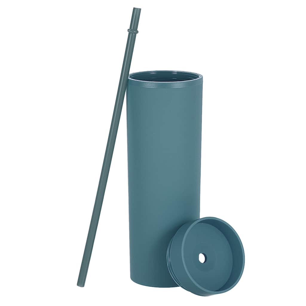 Double Wall Tumbler with Straw and Lid, 16 OZ Acrylic Cup, Matte - 16 OZ