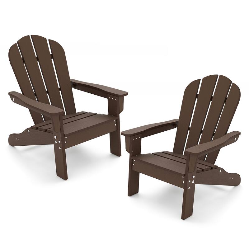 Gymax 2PCS Kid's Adirondack Chair All-Weather HDPE Toddler Lawn Chair - Brown