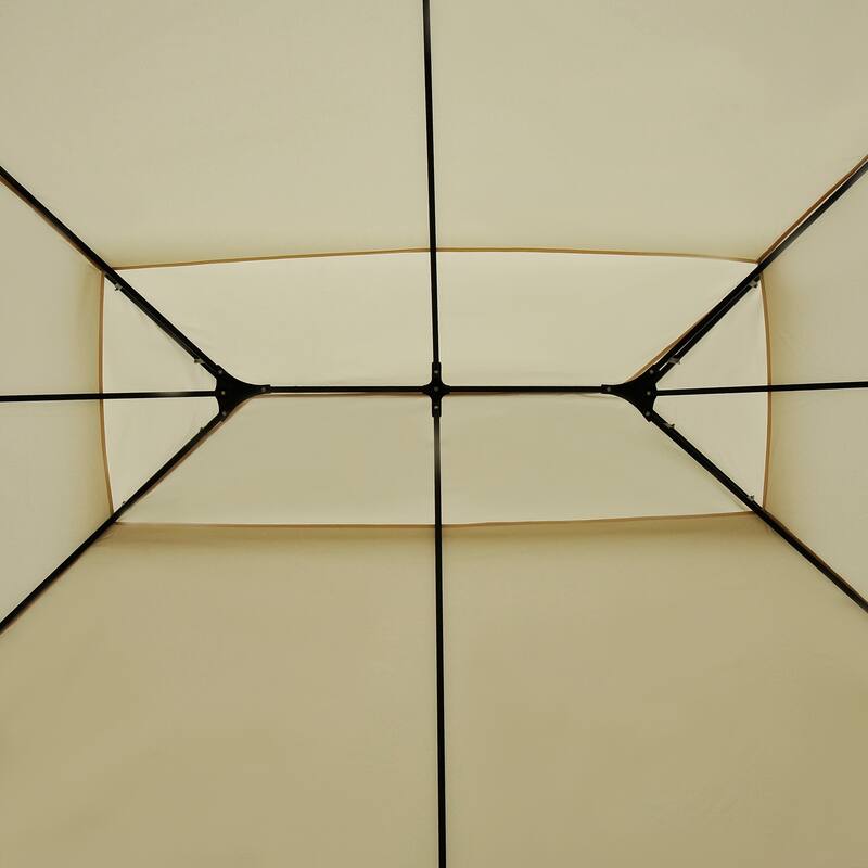 10x13 Foot Outdoor Gazebo with Curtains, Vented Roof, All-Weather Steel Frame for Garden, Lawn, Backyard, Cream White