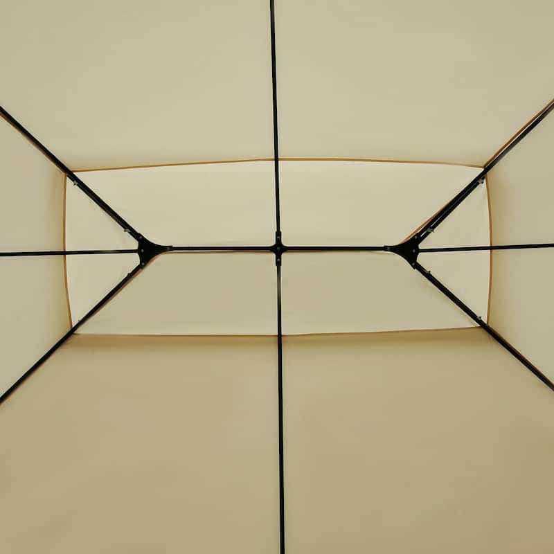 Outdoor Gazebo Canopy Shelter with Curtains,Vented Roof, All-Weather Steel Frame,10' x 13'