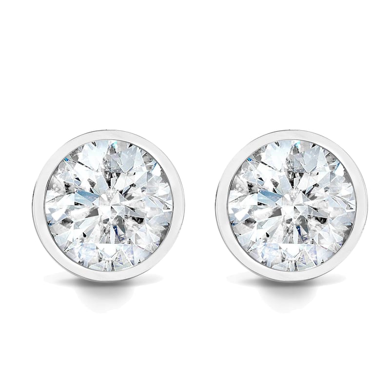 3/4ct Bezel Diamond Studs White Gold