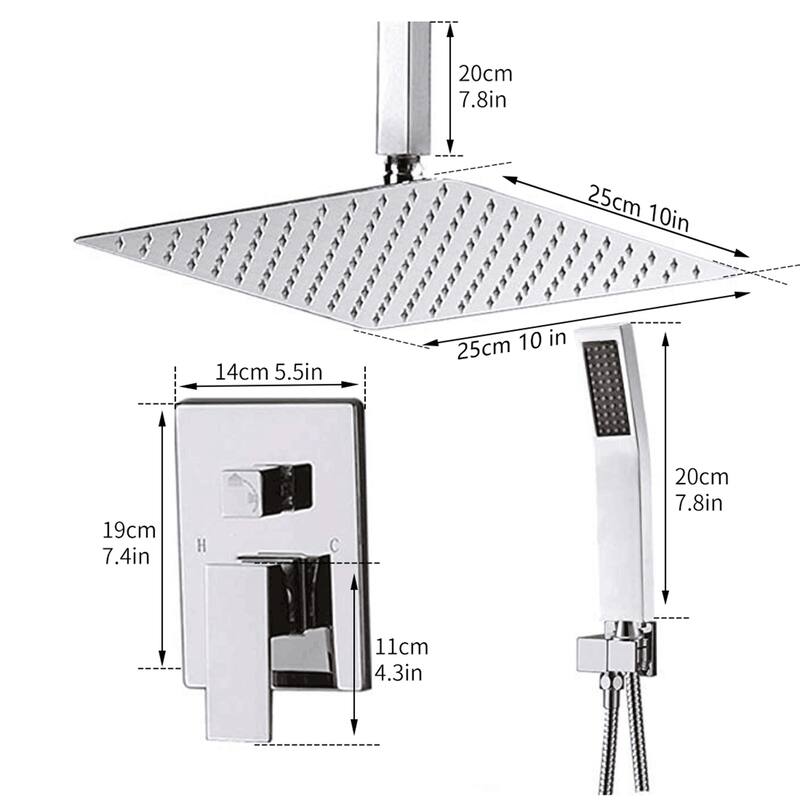 1-Spray Patterns with 10 in. Wall Mount Dual Shower Heads