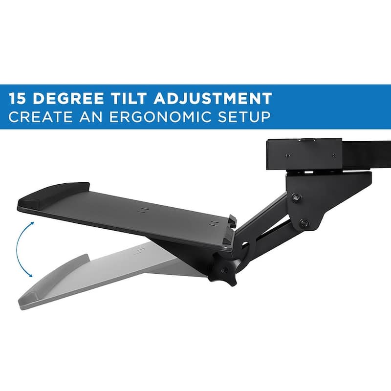 Mount-It! Under Desk Computer Keyboard and Mouse Tray with Gel Wrist Pad Black- MI-7135