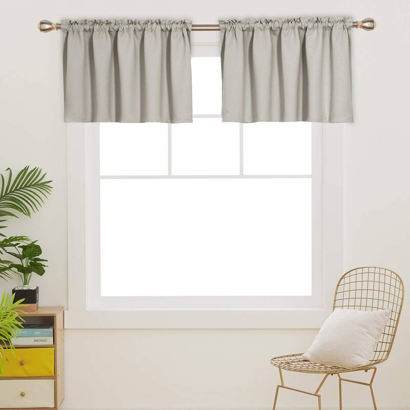 Rod Pocket Solid Window Valance for Kitchen (2 Panels)