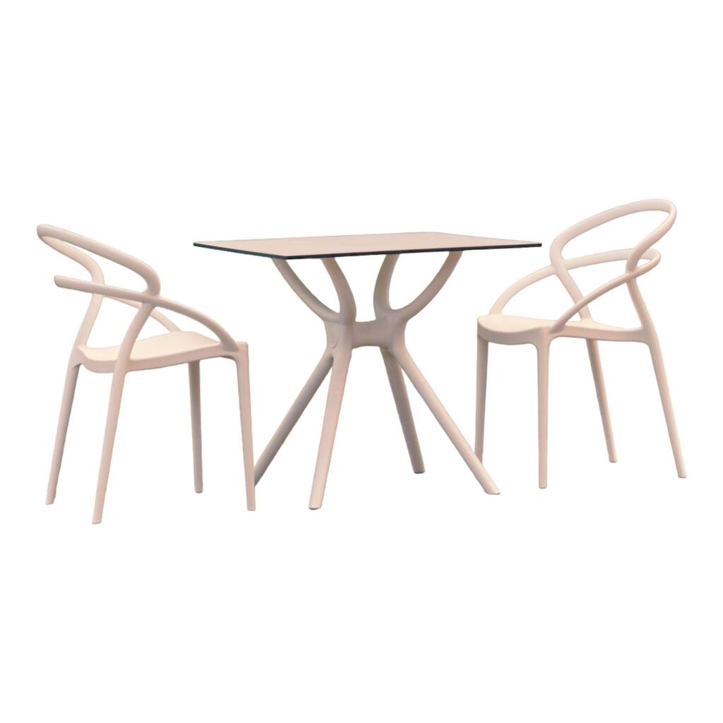 3-Piece White Recyclable Square Outdoor Patio Dining Set 32.25"