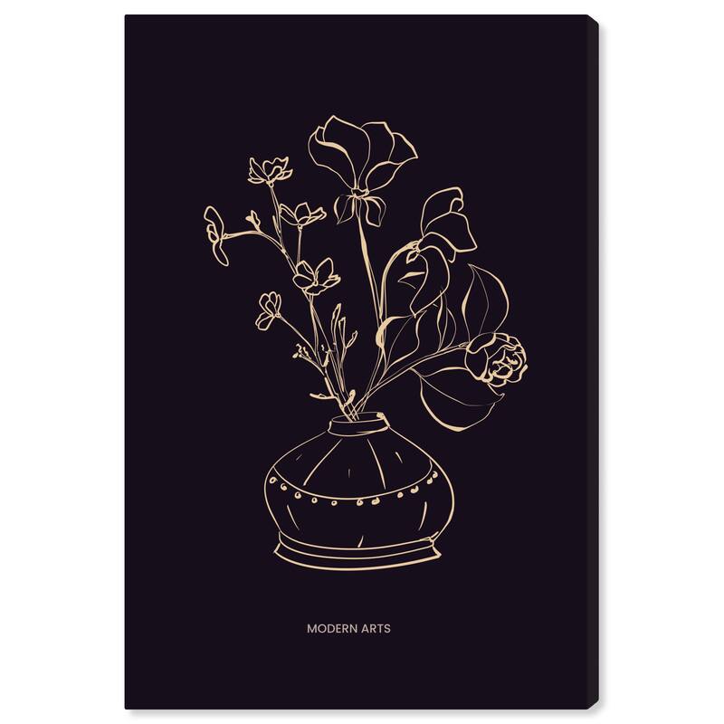 Wynwood Studio Abstract Basic Florals in a Vase Black and Modern & Contemporary Wall Art Canvas Print