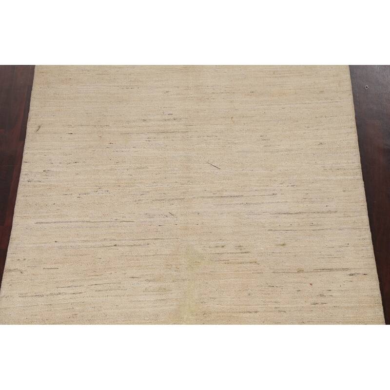 Contemporary Neutral Gabbeh Kashkoli Area Rug Hand-knotted Wool Carpet - 5'9" x 7'7"