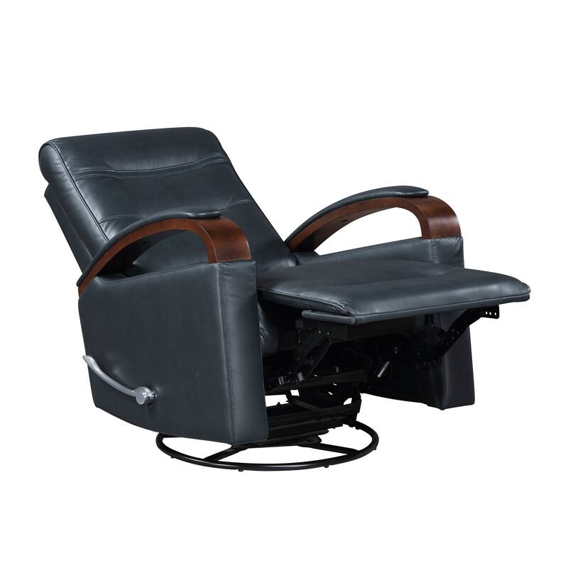 Meredith 31.5" Faux Leather Swivel Glider Recliner - Rubberwood Arm