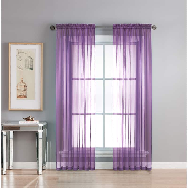 Window Elements Diamond Sheer Voile Extra Wide Curtains (Set of 2)