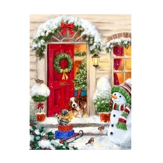MAKIKO 'Christmas Red Door And Friends' Canvas Art - White