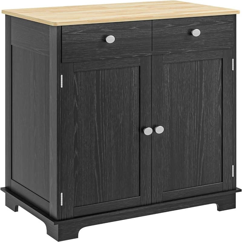 Sideboard Buffet CabinetKitchen Storage Cabinet - 15.75"D x 26.75"W x 33.5"H - Distressed Black
