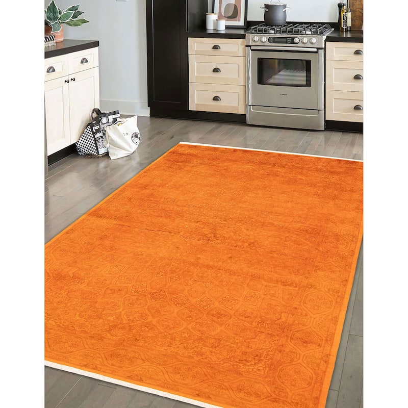 ECARPETGALLERY Hand-knotted Vibrance Orange Wool Rug - 6'0 x 9'1