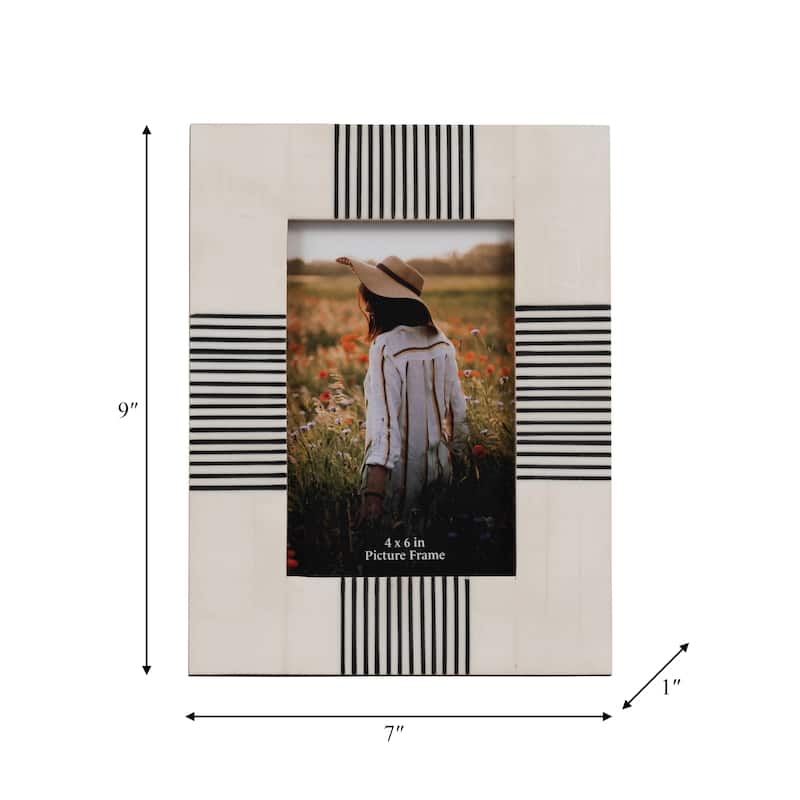 Black and White Polyresin 4" x 6" Abstract Design Photo Frame Contemporary Elegant Picture Frame Display For Home or