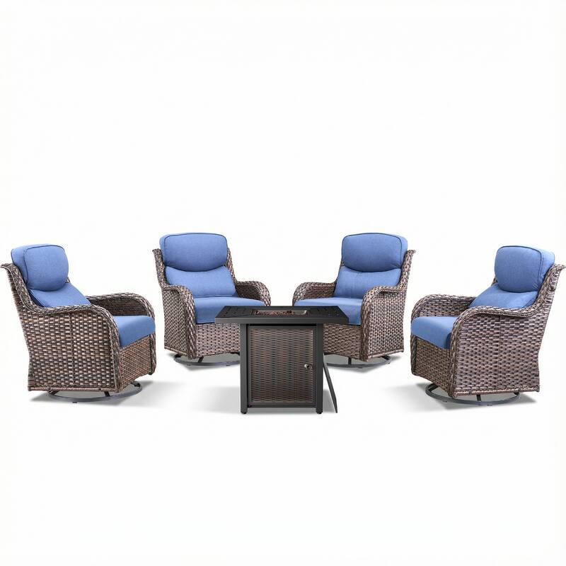 Pocassy 30 In Outdoor Fire Pits with Patio Sofa Swivel Glider Chari Furniture.