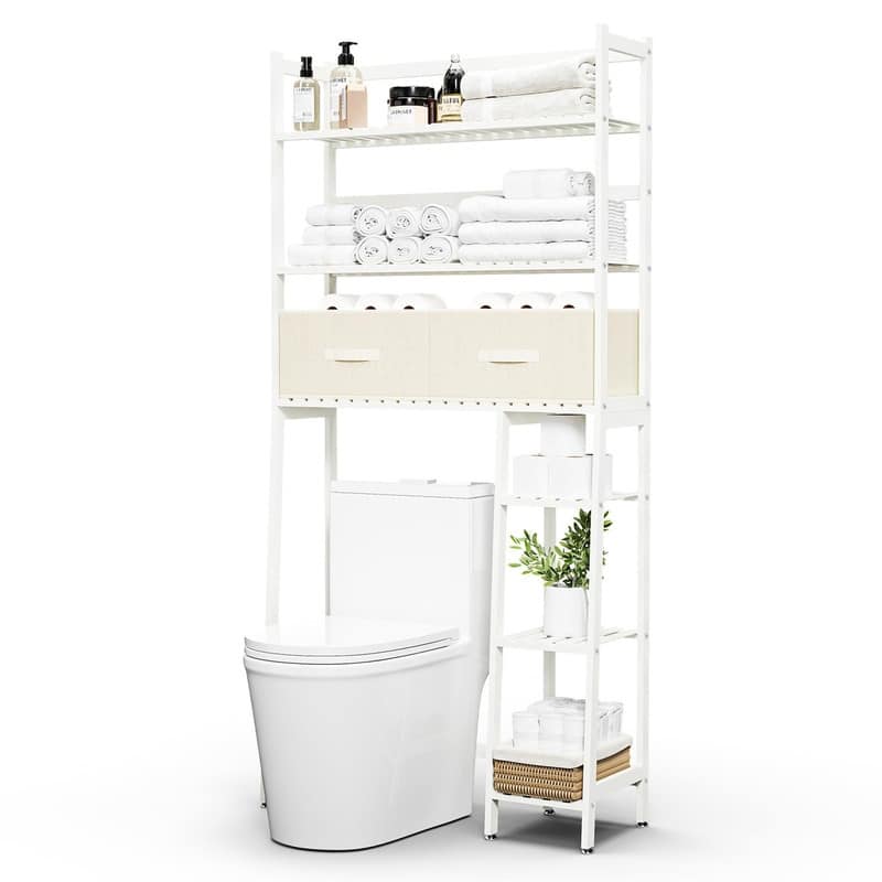 Over the Toilet Storage Cabinet - 11.81"D x 32.68"W x 67.72"H - White
