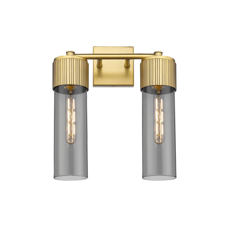 Innovations Lighting Bolivar - 2 Light 12" Wall-Mounted Sconce - Brushed Brass/Light Smoke
