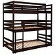preview thumbnail 4 of 6, Wooden Triple Twin over Twin over Twin Bunk Bed with Built-in Ladders