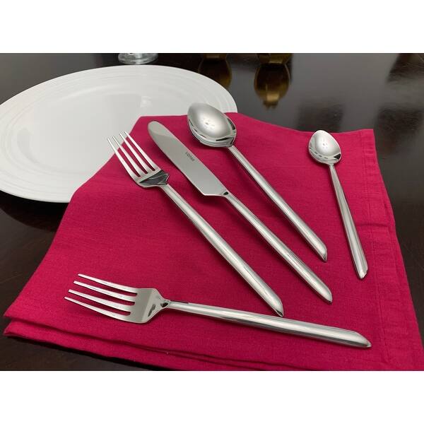 Vibhsa Silver Stainless Steel Flatware Set of 20 PC (Modern, Glossy