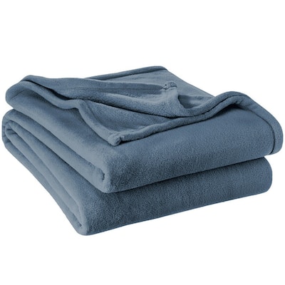 Microplush Velvet Fleece Blanket King Denim Blue