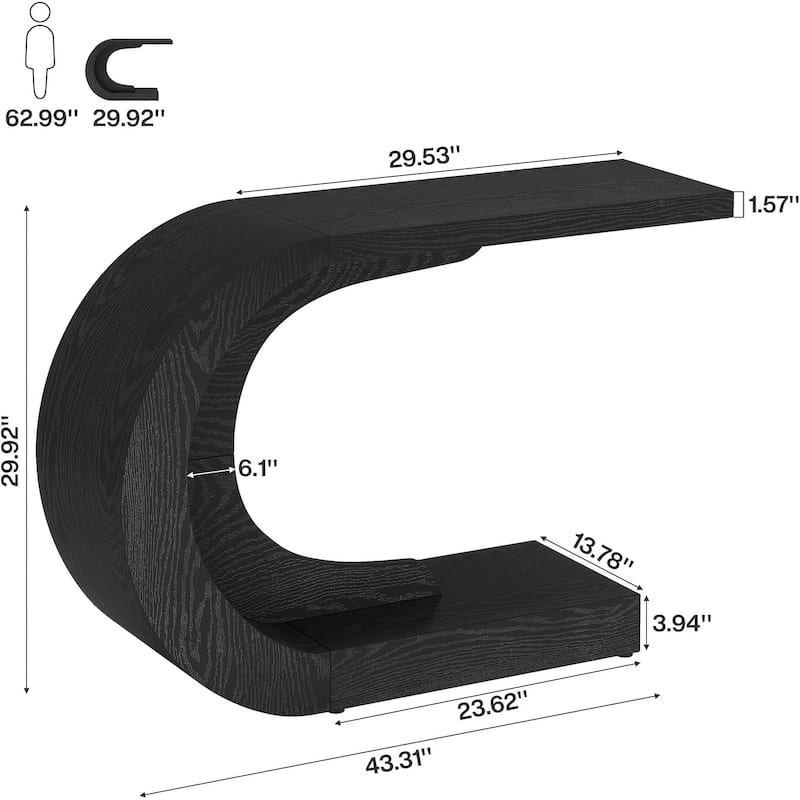 Contemporary Hallway Table, Modern Console Table, C-Shaped Coffee Table