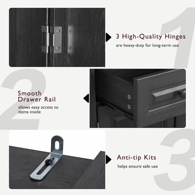 71" Tall Kitchen Pantry Cabinet with 3 Pull-Out Cabinet Organizers