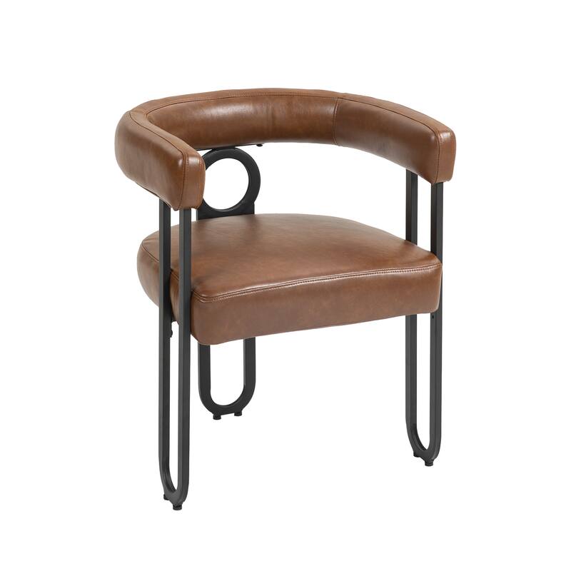 PU Accent Chair Dining Chair Barrel Side Chairs Armchair Set of 2