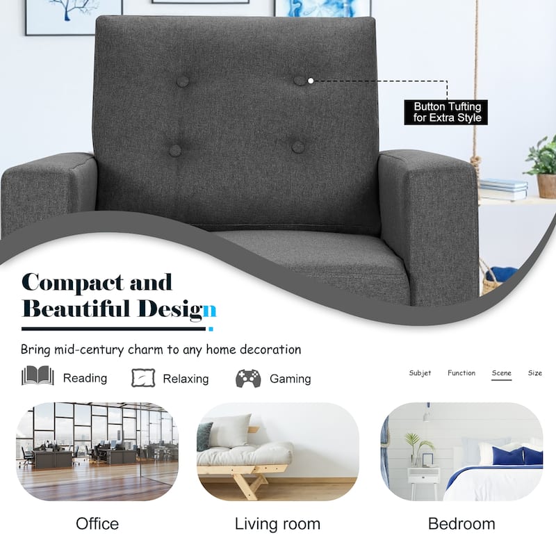 Costway Modern Tufted Accent Chair Fabric Armchair Single Sofa w/