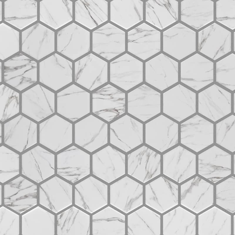 Merola Tile Flo 2" Hex White 6" x 6" Porcelain Floor and Wall Tile