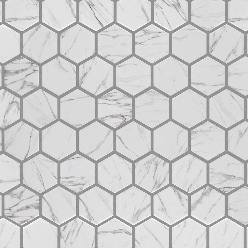 Merola Tile Flo 2" Hex White 6" x 6" Porcelain Floor and Wall Tile