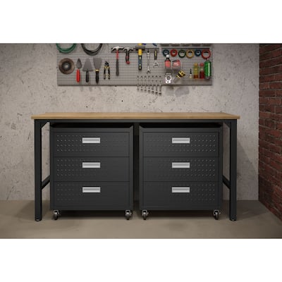 3-Piece Fortress Mobile Space-Saving Garage Cabinet and Worktable 6.0