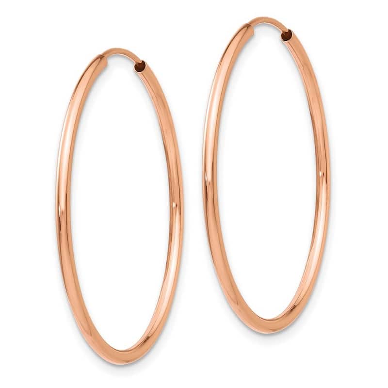 Curata 14k Rose Gold Polished 1.5x33mm Endless Tube Hoop Earrings