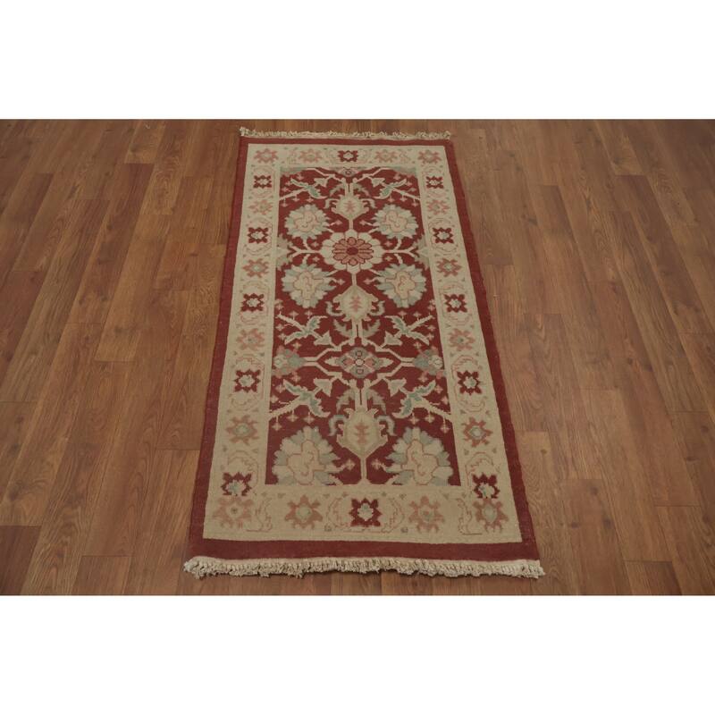 Hand Knotted Oriental 100% Wool Carpet Traditional All-Over Oranges & Rust Ziegler Area Rug - 3' 11'' X 2' 0''
