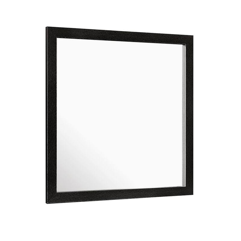 Sami 40 x 40 Dresser Mirror, Embossed Texture, Modern Style, Black Wood (Mirror Only)