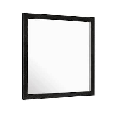 Sami 40 x 40 Dresser Mirror, Embossed Texture, Modern Style, Black Wood (Mirror Only)