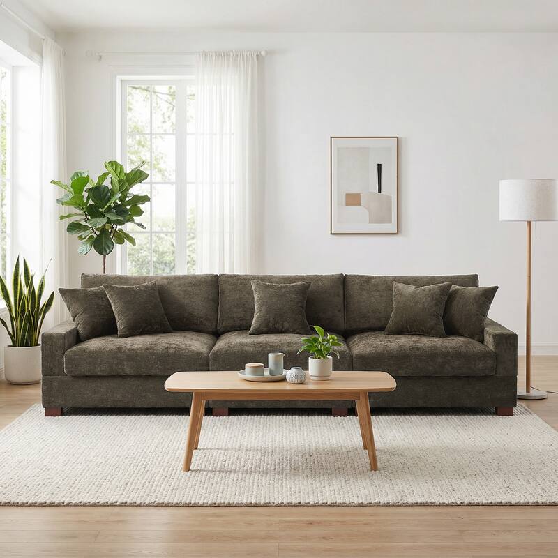 Oversized Chenille Modular Sectional Sofa With Deep Seat