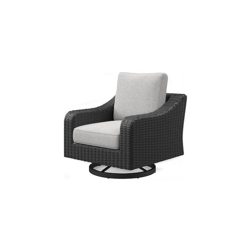 Signature Design by Ashley Beachcroft Hand-woven Wicker-look Swivel Chair - 35.38" W x 38.13" D x 34" H