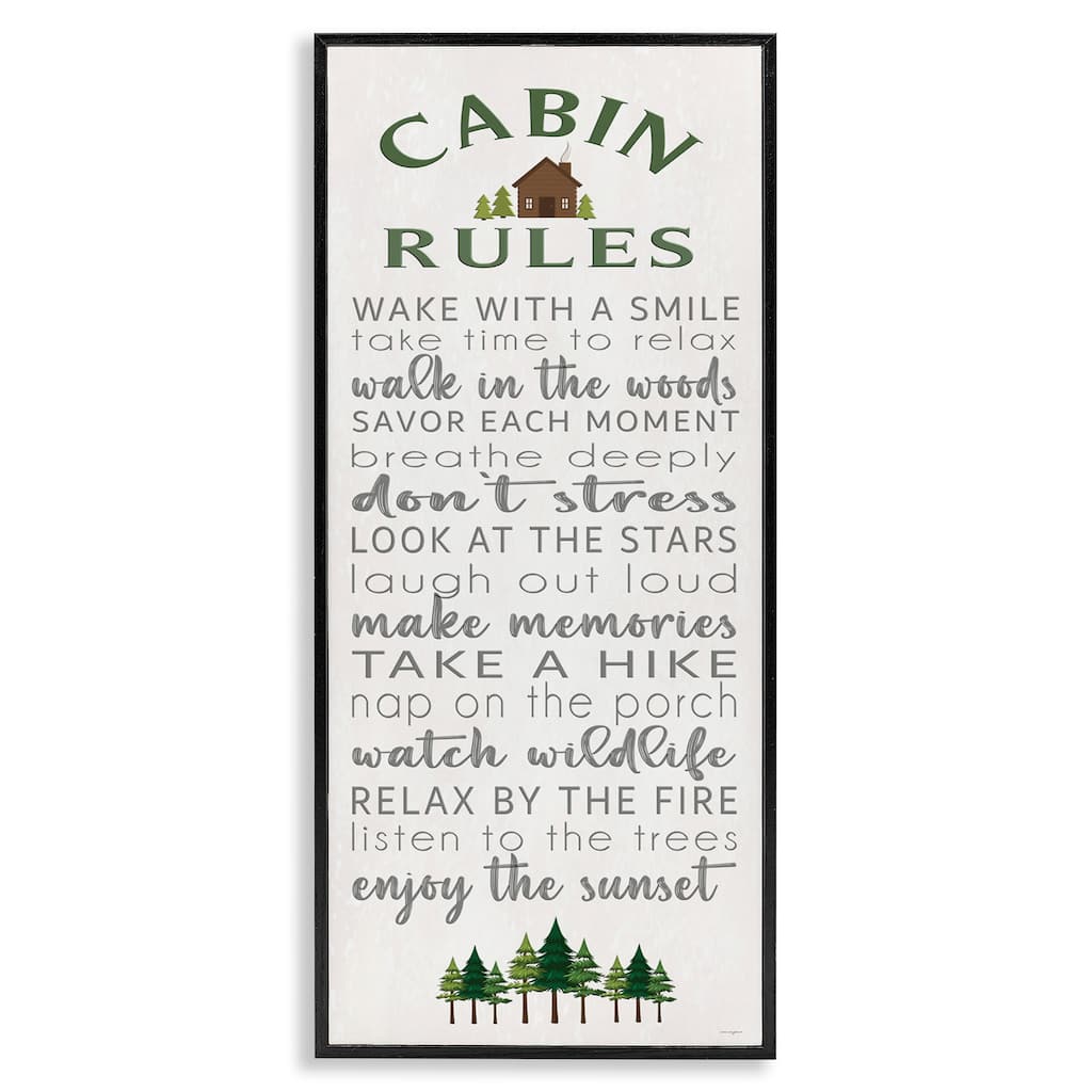 Stupell Fun Rustic Cabin Rules Framed Giclee Art Design By Seven Trees Design