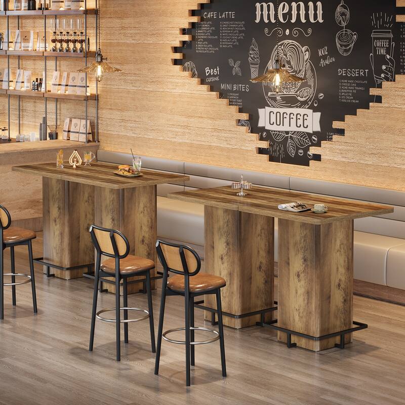 High Wood Bar Table, Bistro Pub Table, Dining Coffee Cocktail Living Room Accent Pub Desk