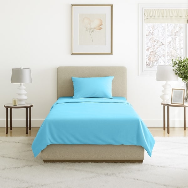 slide 2 of 8, Lavish Home 3-Piece Brushed Microfiber Bed Twin Sheet Set (Light Blue) Light Blue