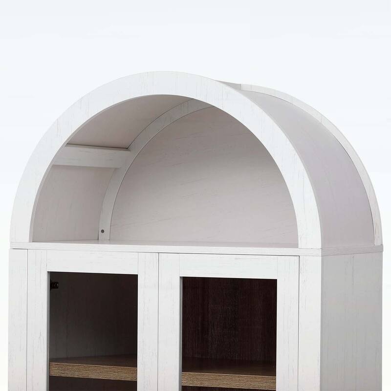 Tall Arched Cabinet with 2 Large Drawers,Modern Farmhouse Design,for Kitchens and Dining Rooms,Living Room