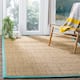 SAFAVIEH Natural Fiber Marina Basketweave Seagrass Rug - 5' x 8' - Natural/Teal