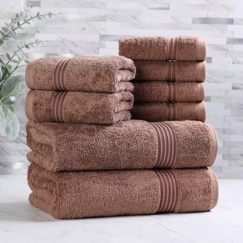 Superior Heritage Egyptian Cotton Absorbent 8-Piece Towel Set - Mocha
