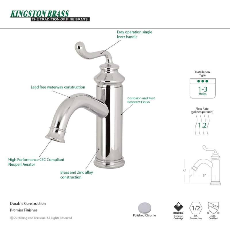 Kingston Brass Royale 1-Handle Monoblock Bathroom Faucet