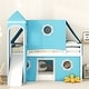 preview thumbnail 1 of 12, Twin Loft Bed with Slide, Tower, and Blue Tent - Playhouse Design for Kids Blue