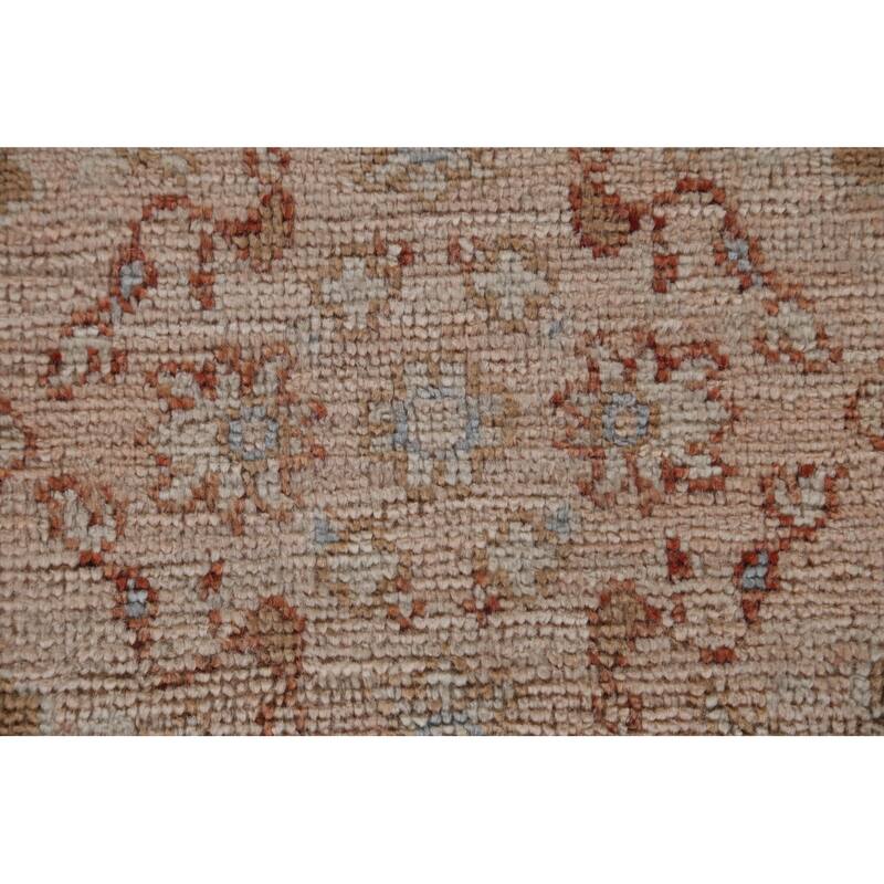 Hand Knotted Oriental 100% Wool Carpet Transitional Geometric Peach Oushak Area Rug - 3' 10'' X 2' 9''