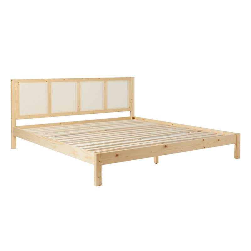 Middlebrook Designs Boho Solid Wood Rattan Headboard King Bedframe
