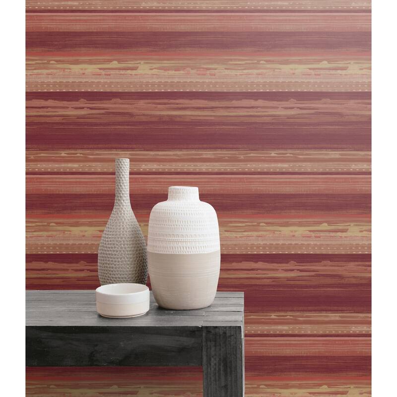 Seabrook Designs Boho Rhapsody Horizon Brushed Stripe Unpasted Wallpaper