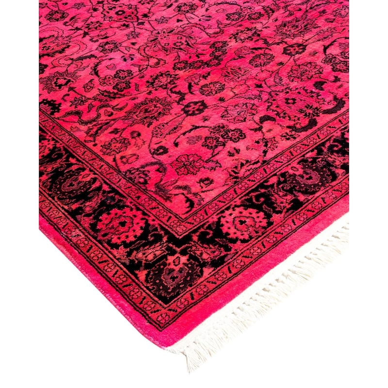 Overton Hand Knotted Wool Vintage Inspired Modern Contemporary Overdyed Pink Area Rug - 3' 1" x 5' 1"